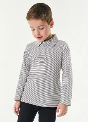 Trick Nick - Camisa Listrada Infantil Manga Longa Bege - TRICK NICK