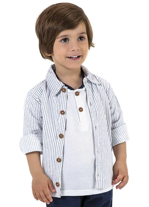 Marisol - Camisa Listrada Manga Longa Azul - MARISOL