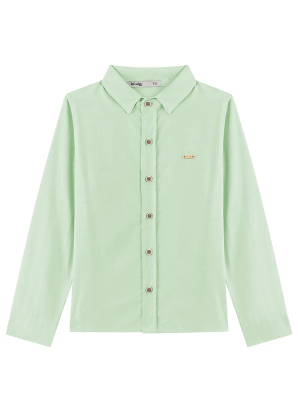 Ioluig - Camisa Manga Longa com Linho Verde