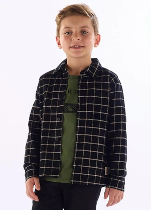Quimby - Camisa Manga Longa Estampa Xadrez Preto - QUIMBY