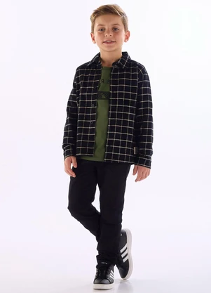 Quimby - Camisa Manga Longa Estampa Xadrez Preto - QUIMBY