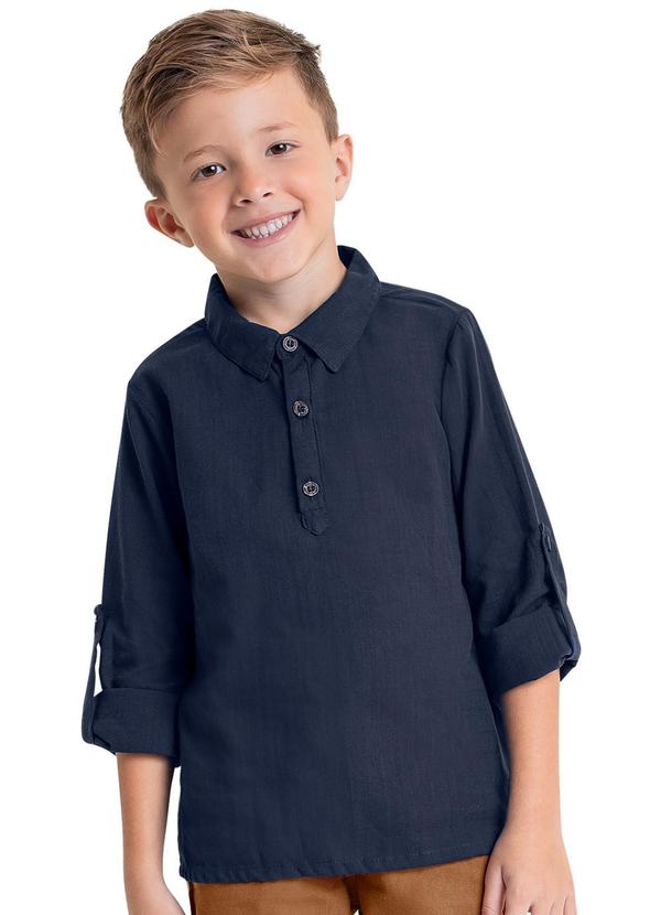Quimby - Camisa Manga Longa Infantil Menino Azul