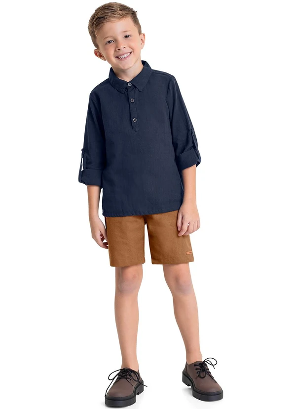 Quimby - Camisa Manga Longa Infantil Menino Azul 2