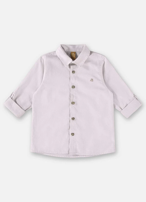Up Baby - Camisa Manga Longa Infantil Menino Bege 3