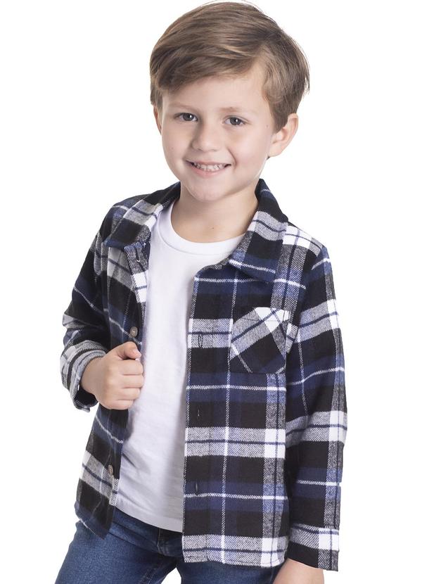 Randa Mundu - Camisa Masculinaulino Flanela Escocia Azul