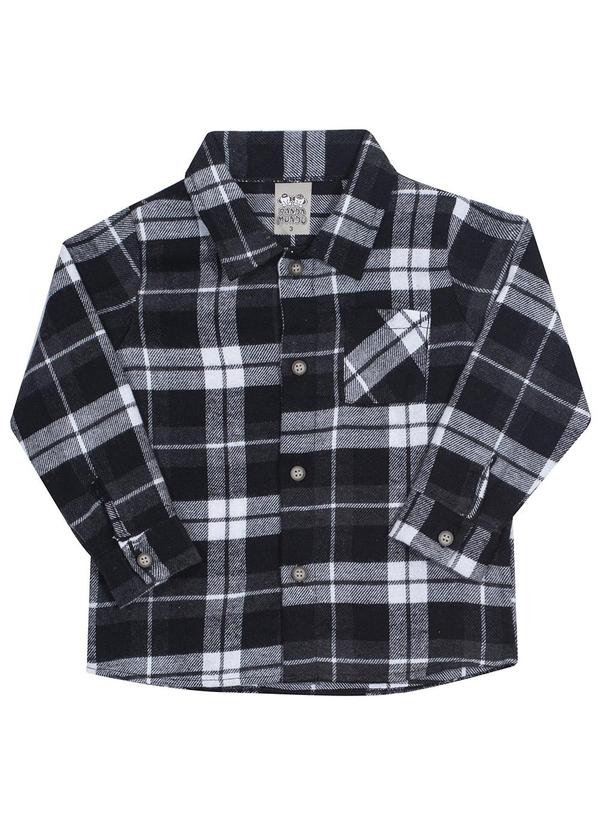 Randa Mundu - Camisa Masculinaulino Flanela Escocia Preto