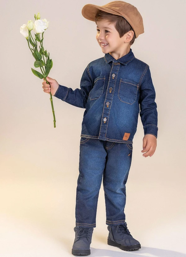 Colorittá - Camisa Menino em Moletom Jeans Azul 2