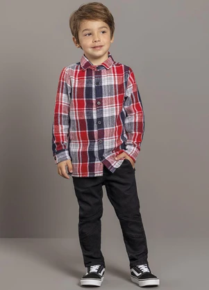 Ioluig - Camisa Menino Manga Longa Flanela Azul - IOLUIG
