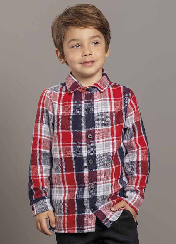 Ioluig - Camisa Menino Manga Longa Flanela Azul