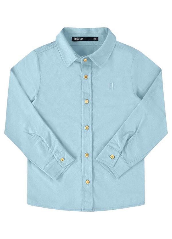 Ioluig - Camisa Menino Manga Longa Tecido Plano Azul