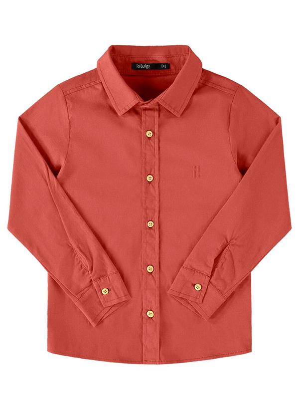 Ioluig - Camisa Menino Manga Longa Tecido Plano Laranja
