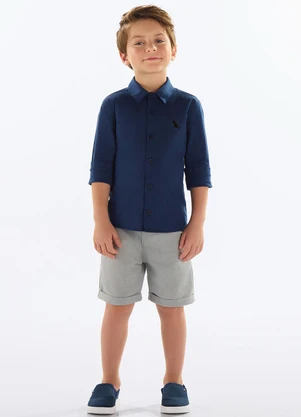 Quimby - Camisa Menino Tricoline Azul - QUIMBY