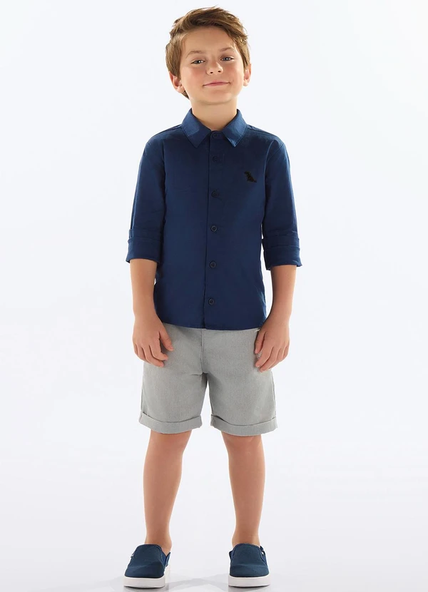 Quimby - Camisa Menino Tricoline Azul 2