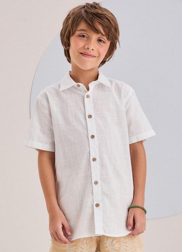 Youccie - Camisa Off White Manga Curta Off White