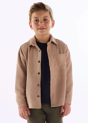 Quimby - Camisa para Menino Cotelê Bege - QUIMBY