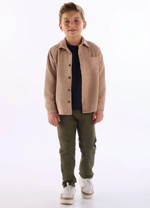 Quimby - Camisa para Menino Cotelê Bege - QUIMBY