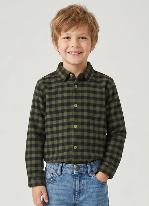 Guloseima - Camisa para Menino em Flanela Verde