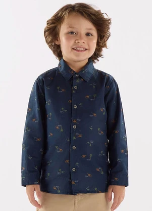 Up Baby - Camisa para Menino em Sarja Azul - UP BABY