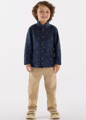 Up Baby - Camisa para Menino em Sarja Azul - UP BABY