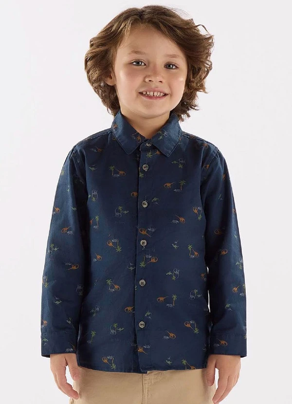 Up Baby - Camisa para Menino em Sarja Azul