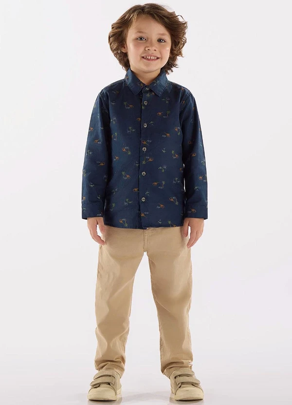 Up Baby - Camisa para Menino em Sarja Azul 2