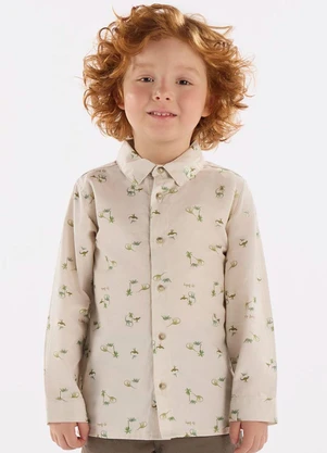 Up Baby - Camisa para Menino em Sarja Bege - UP BABY