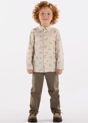 Up Baby - Camisa para Menino em Sarja Bege - UP BABY