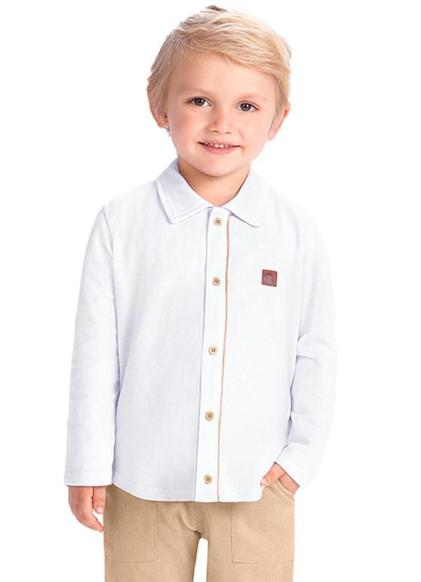 Alenice - Camisa Piquet Botões Menino Branco