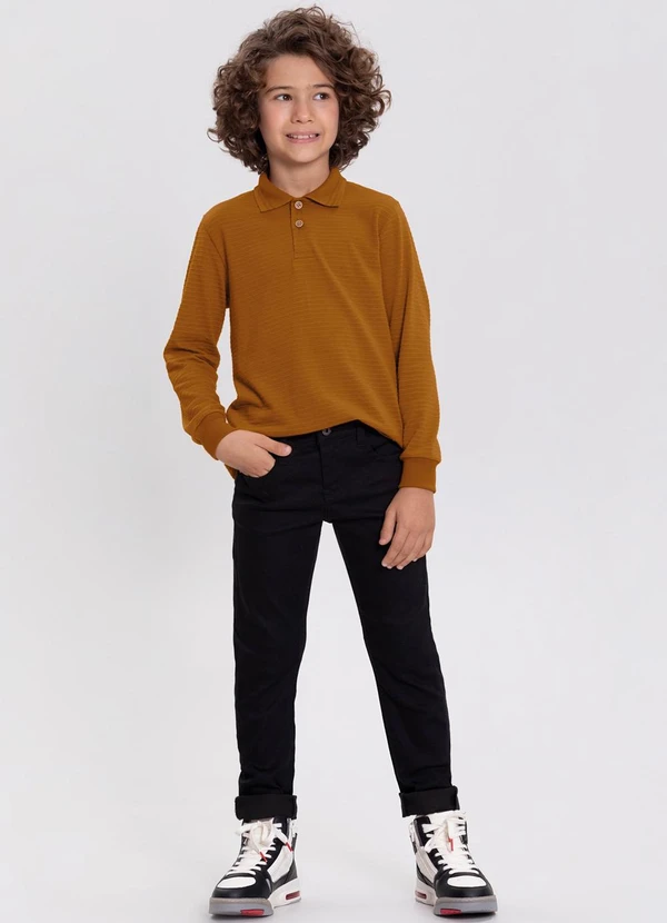 Alakazoo - Camisa Polo em Malha Texturizada Laranja 2