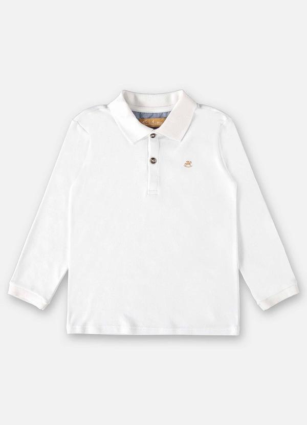 Up Baby - Camisa Polo em Suedine Infantil Branco 1