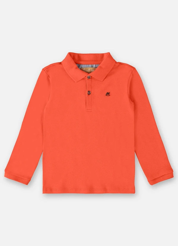 Up Baby - Camisa Polo em Suedine Infantil Laranja