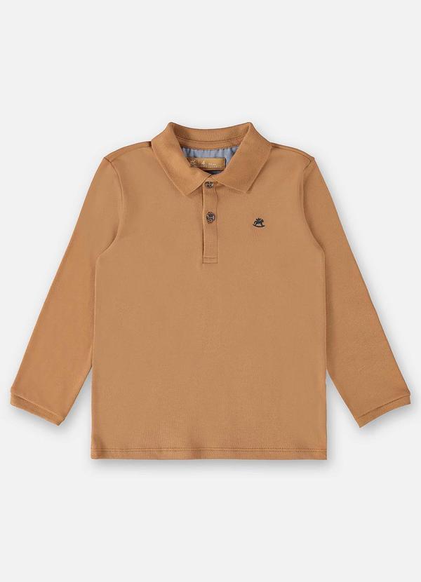 Up Baby - Camisa Polo em Suedine Infantil Marrom