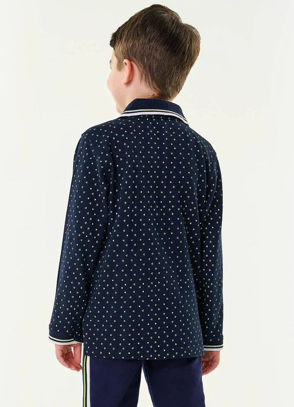 Trick Nick - Camisa Polo Infantil Manga Longa Azul 2