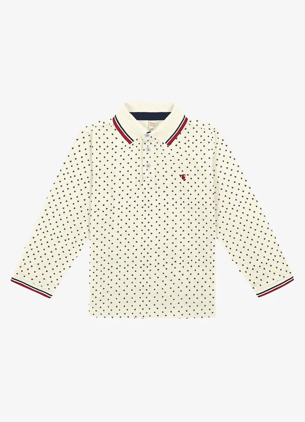 Trick Nick - Camisa Polo Infantil Manga Longa Bege