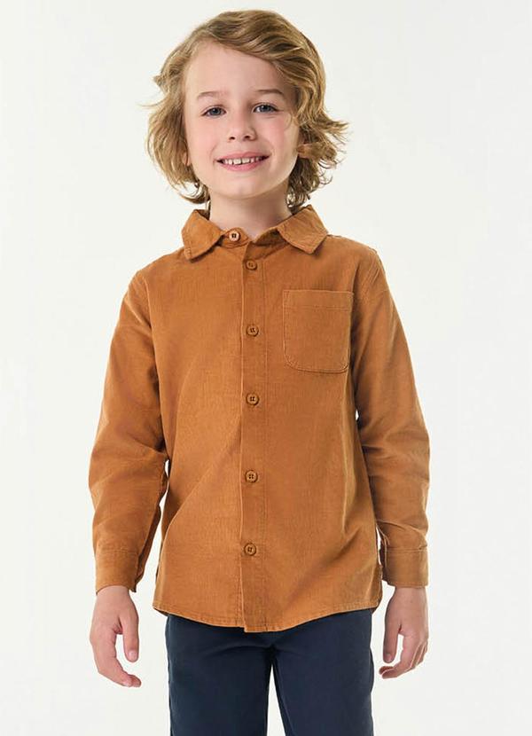 Trick Nick - Camisa Polo Infantil Manga Longa Marrom