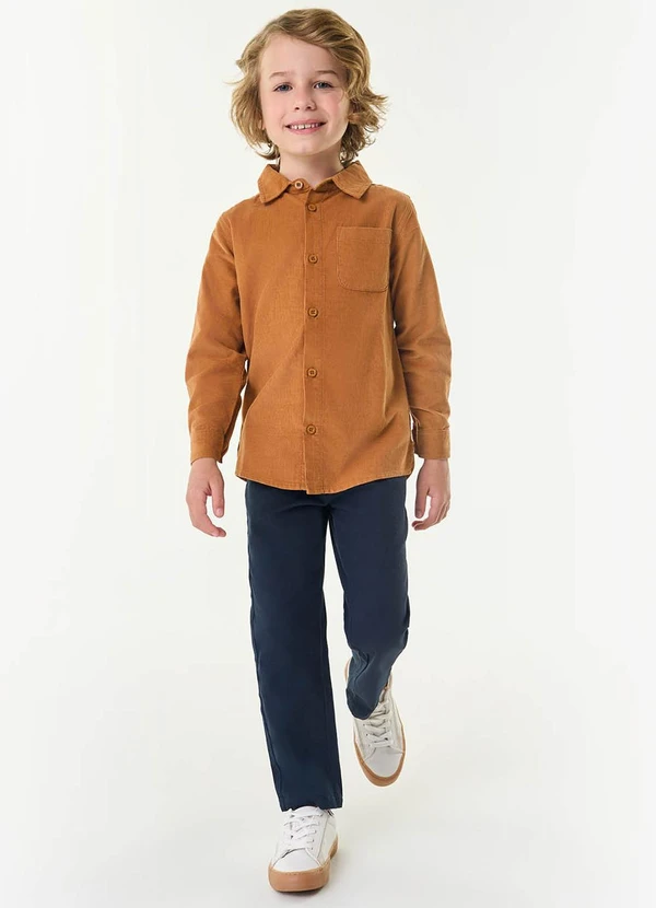 Trick Nick - Camisa Polo Infantil Manga Longa Marrom 3