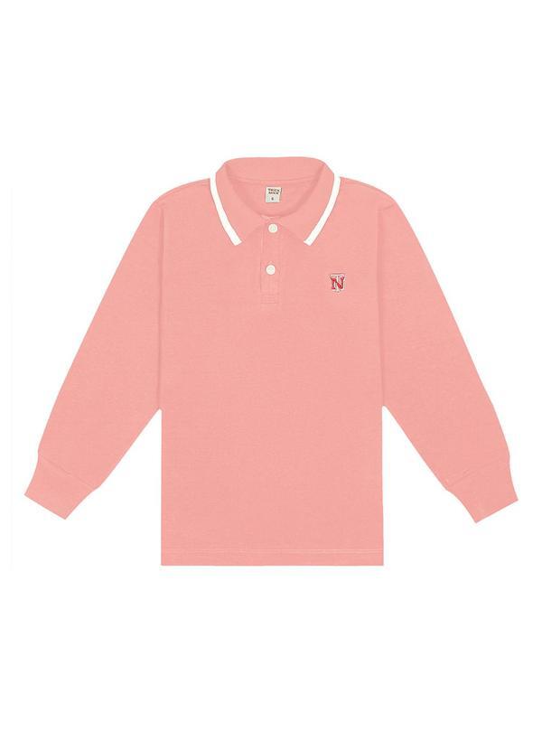 Trick Nick - Camisa Polo Infantil Manga Longa Rosa