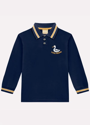 Milon - Camisa Polo Infantil Menino Bordado Azul - MILON