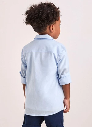 Youccie - Camisa Social Azul com Bordado Azul - YOUCCIE