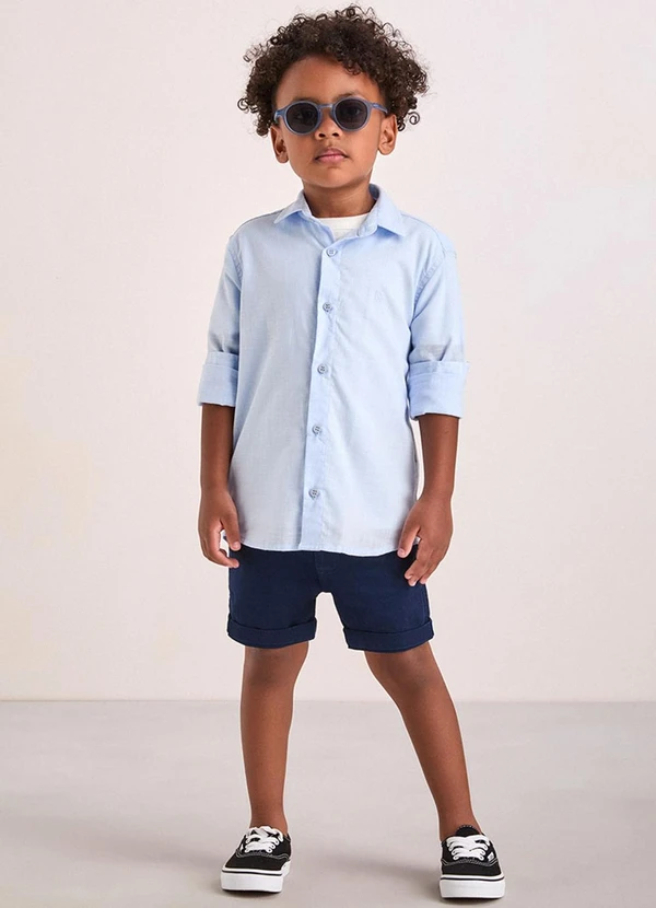 Youccie - Camisa Social Azul com Bordado Azul 3