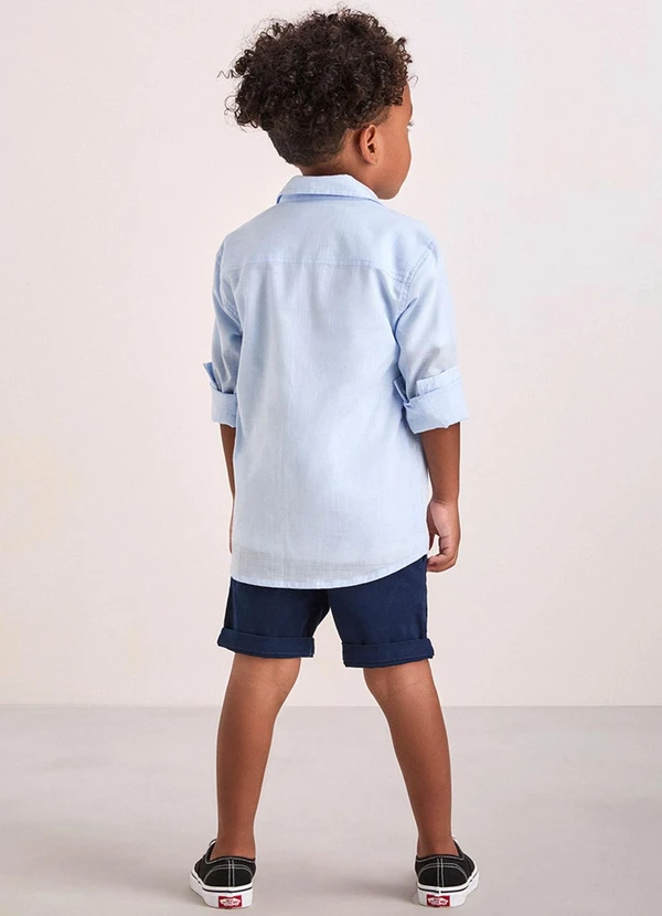 Youccie - Camisa Social Azul com Bordado Azul 4