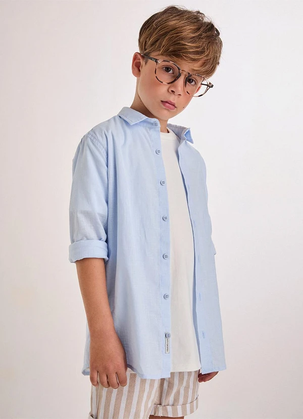 Youccie - Camisa Social Azul com Bordado Azul 5