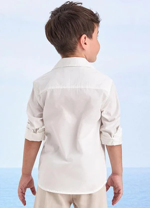 Youccie - Camisa Social Off White com Bordado Branco - YOUCCIE