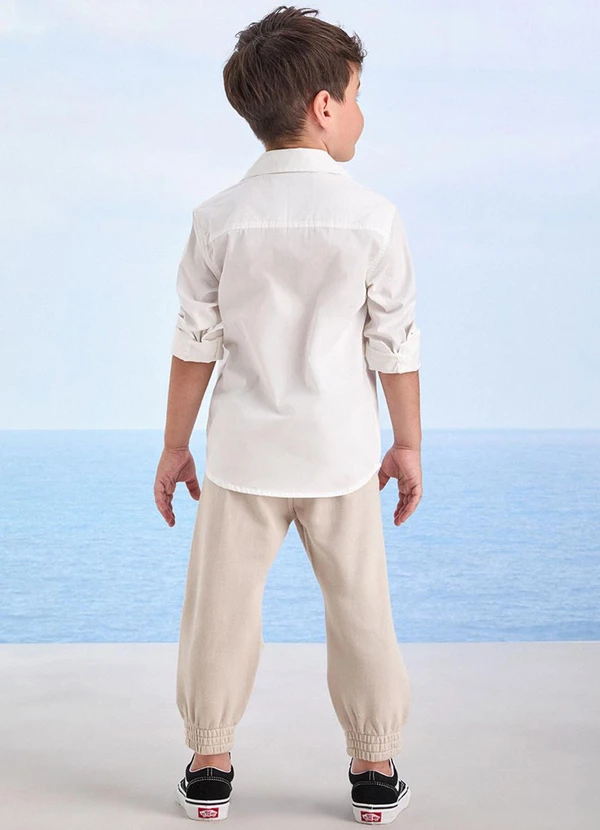 Youccie - Camisa Social Off White com Bordado Branco 4