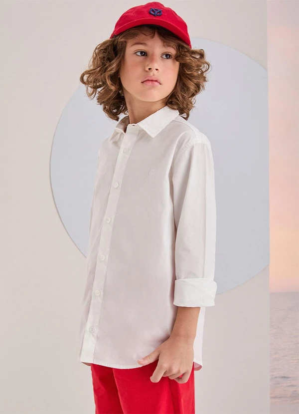 Youccie - Camisa Social Off White com Bordado Branco 5