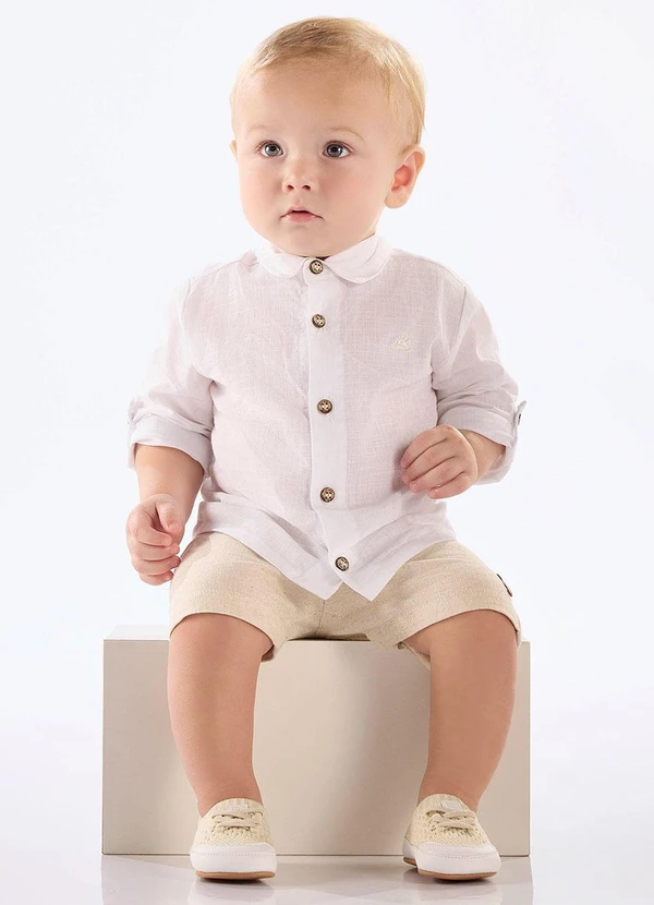 Up Baby - Camisa Social para Bebê Menino Branco 2