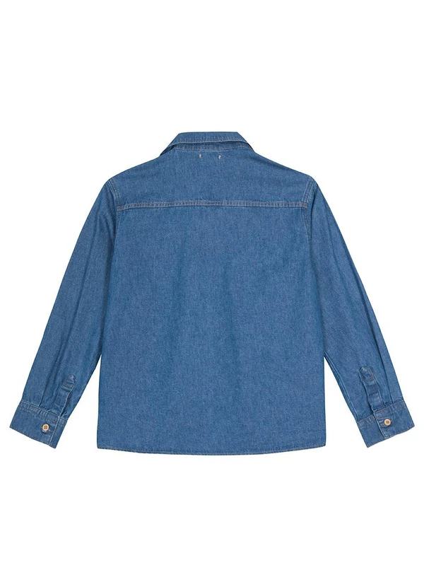 Carinhoso - Camisa Tradicional Jeans Menino Azul 2