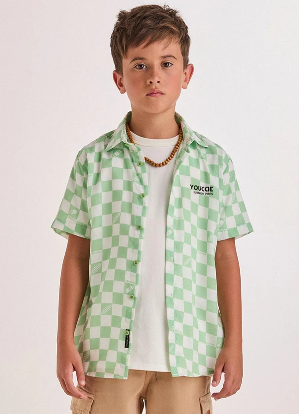 Youccie - Camisa Verde Quadriculada Multi Colorido 6
