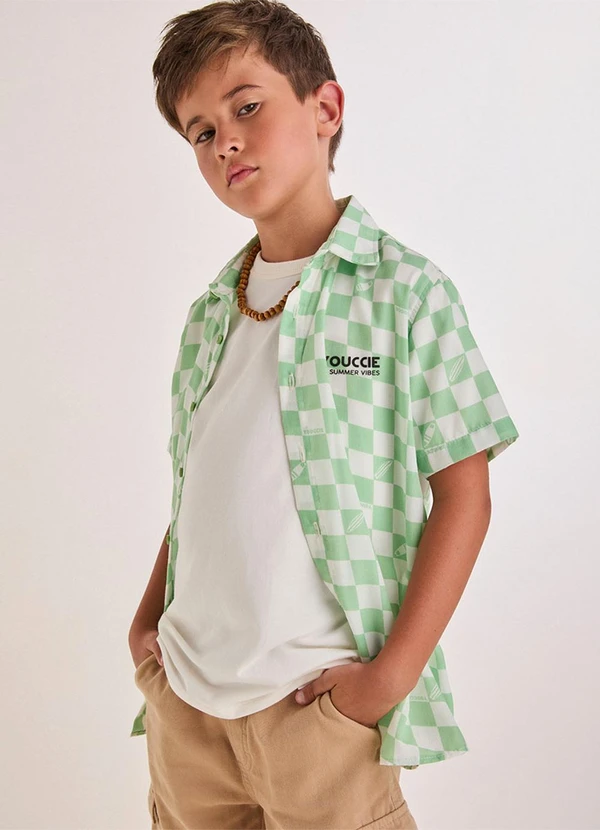 Youccie - Camisa Verde Quadriculada Multi Colorido 7