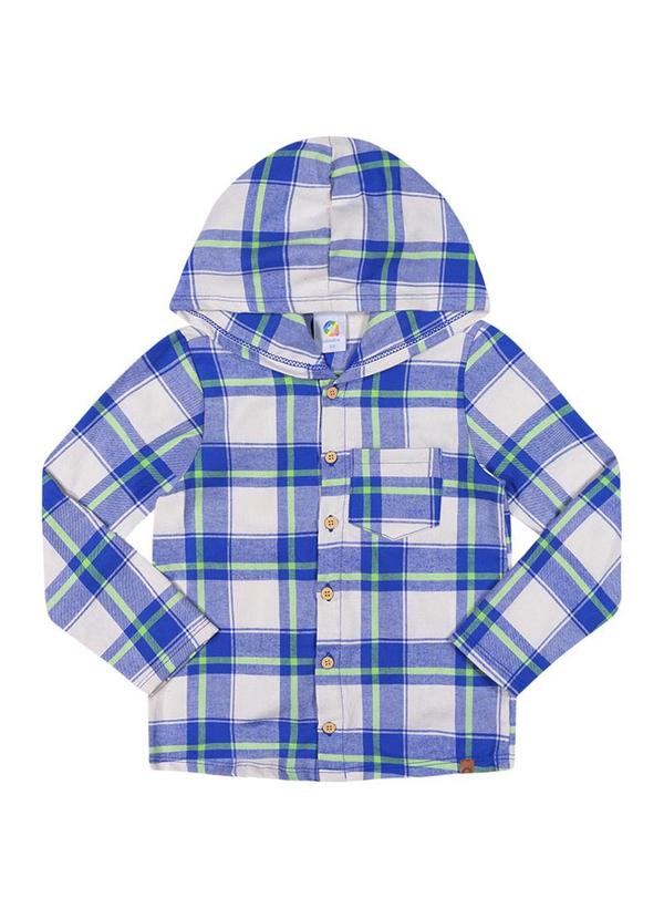 Alenice - Camisa Xadrez com Capuz Menino Azul 3